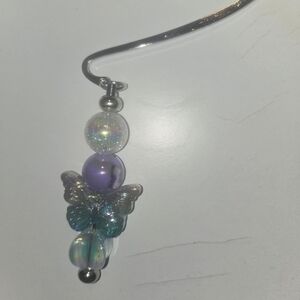 Delicate Purple & Teal Butterfly Dangle Pendant Necklace